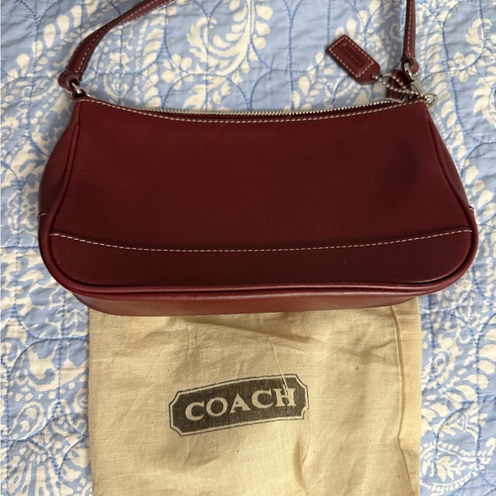 Coach Red Pebbled Leather Shoulder Bag